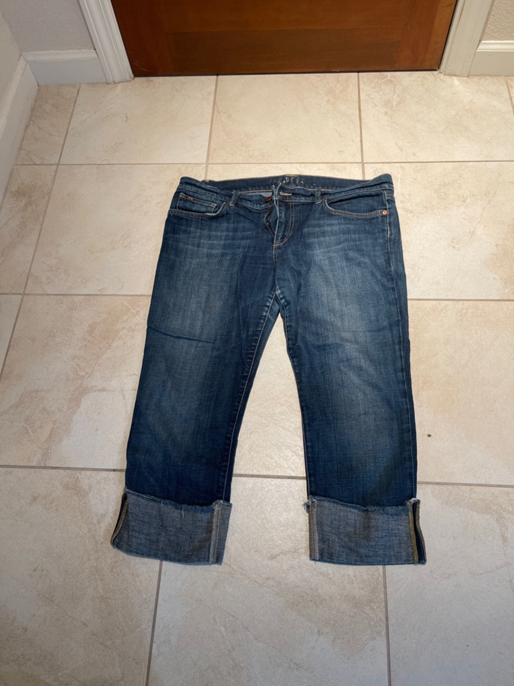 Joe's Jeans Dark Blue Cropped Roll-Cuff Jeans